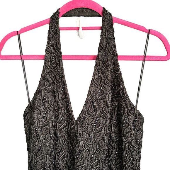 Y2K Rare Vintage Beaded Embroidered Carmen Marc Valvo Halter Cocktail Dress - Picture 6 of 15